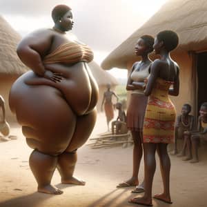 Zara, Overweight African Woman Talking to Others in Traditional Village