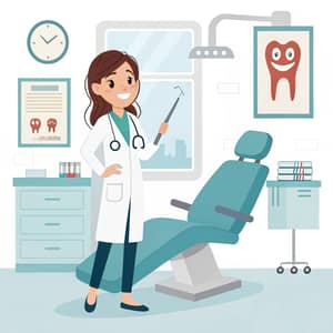 Female Dentist Vector Illustration for Marketing