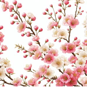 Blooming Pink Flowers on White Background