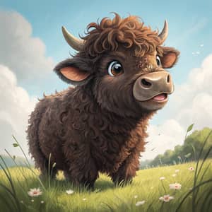 Cute Fluffy Dark Brown Cow Smiling