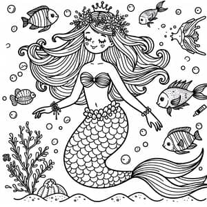 Hand-Drawn Mermaid Coloring Page for Creative Kids