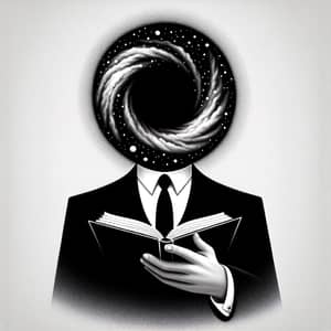 Unique Cosmic Black Hole Man Holding Book Artwork