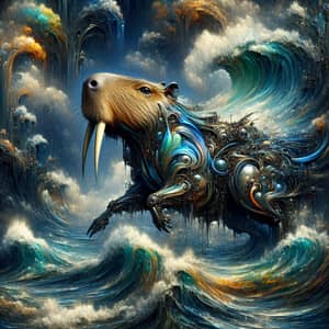 Fantastical Capybaras in Oceanic Surreal Artwork