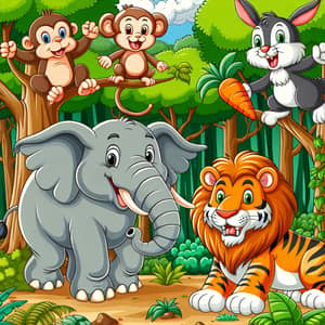 Colorful Cartoon Forest Animals Clipart