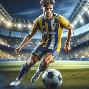 Skillful Soccer Player in UD Las Palmas Jersey | Intense Dribbling Action