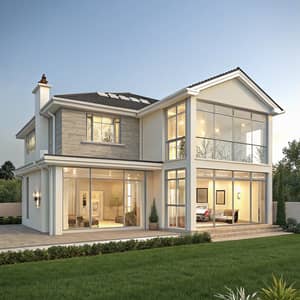 Modern Two-Storey House Design with Glass Windows