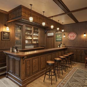 Classic Wooden Bar in a Cozy Small Room