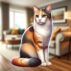 Vibrant Orange and White Domestic Feline Illustration