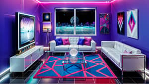 Retrowave Living Room: Neon Aesthetic Inspired Design