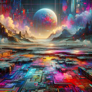 Futuristic Cyberpunk Digital Landscape Art