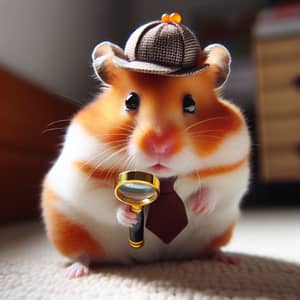 Male Hamster Detective with Spyglass | Spy-Themed Rodent Fun