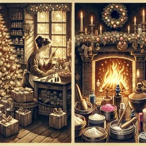 Vintage Style Christmas Cosmetics-Making Scene