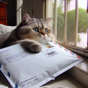 Chubby Cat Pancho: Thoughtful Window Gazing for Daily Envelope