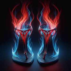 4K Image: Red and Black Thongs Made of Blue Flame