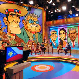 Philippine-Inspired Vibrant Cartoon Studio Set | American Era Symbolism