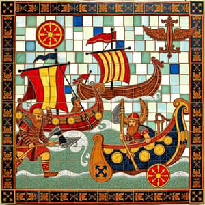 Viking Culture Mosaic: Art of Norse Mythology