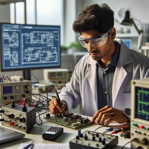 Innovative South Asian Engineer in Tech Lab