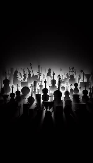 Dark Image with Musical Instruments - Evocative Art