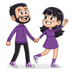 Cheerful 80s Pixel Art Couple Illustration