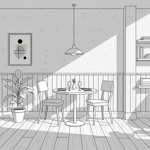 Easy-to-Draw Restaurant Interior with Table for Two