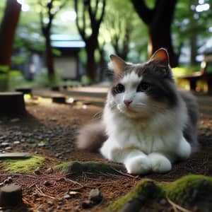 Adorable Cat Relaxing in the Park