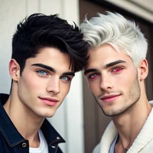 Handsome Male Twins: Black and White Hair