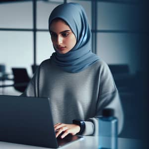 Inspiring Female Coder in Modern Tech Office