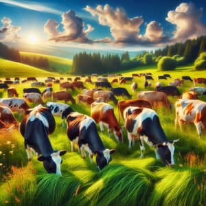 Picturesque Countryside Scene with Grazing Cows | Rural Life