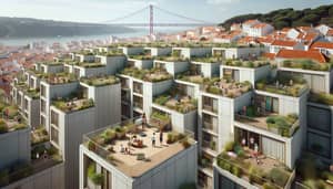 Urban Rooftop Living in Lisbon: Scenic Cityscape and Community Spaces