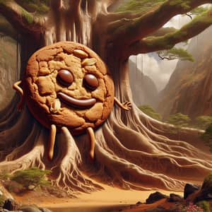 Gargantuan Tree Embraces Earth with Anthropomorphic Peanut Cookie