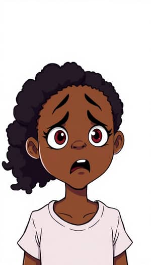 Scared African American Teen Cartoon Art