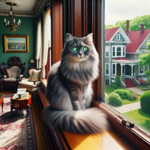 Charming Cat on Third Floor of Victorian Home