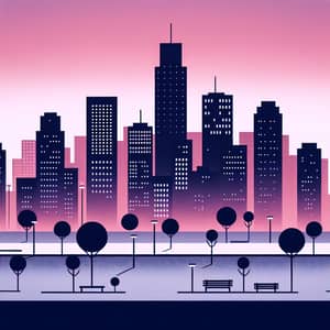 Minimalist Cityscape Art: Tranquil Skyline