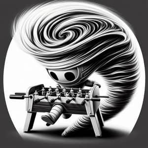 Black and White Tornado Foosball Character Vector Illustration