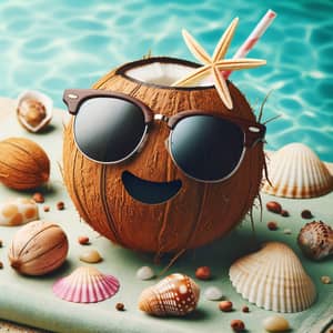 Coconut with Sunglasses - Tropical Fun!