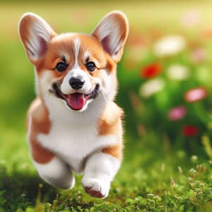 Adorable Welsh Corgi Trotting in Green Meadow | Cute Corgi Dog