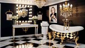 Upscale Bathroom Design with Hollywood Glamour