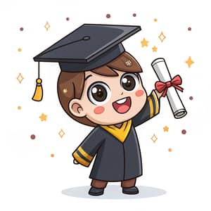 Cute Chibi Graduation Character Illustration