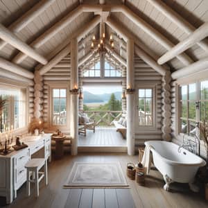 Vintage Style Bathroom in White Log Cabin