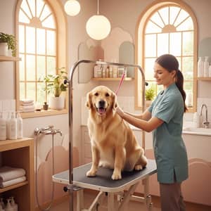 Beautiful Pet Grooming Environment with Gentle Lighting