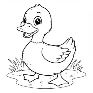 Duck Coloring Page for Kids - Fun & Easy