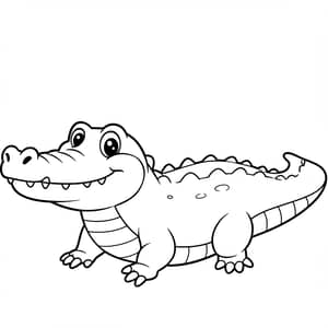 Happy Alligator Coloring Page for Kids