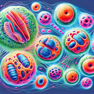 Vibrant Scientific Illustration of Mitosis: Stages of Cell Division