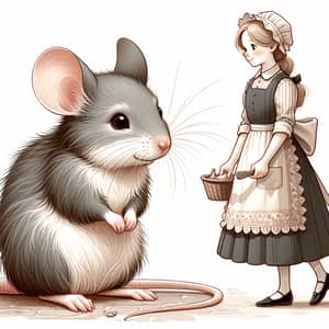 Charming Male Mouse and Maid Illustration