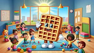 Whimsical Waffle Character in Kindergarten Fun