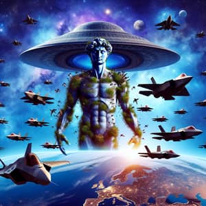 Extraterrestrial David Invades Earth: F-35 Fighter Jets Fight Saucer