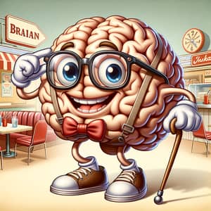 Brain Retro Vintage Mascot Design | Nostalgic Charm