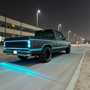 Truck Neon Blue Line Art - Unique Designs