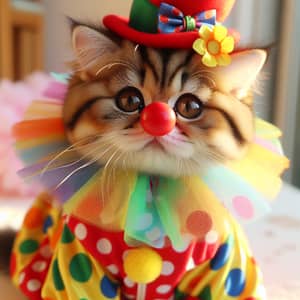 Adorable Domestic Cat Dressed as a Joyful Clown