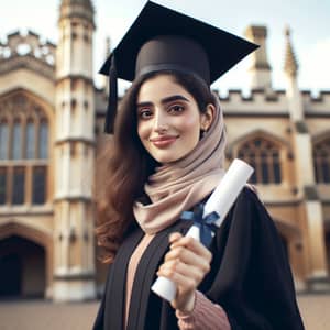 Proud Middle-Eastern Woman Graduation with Diploma